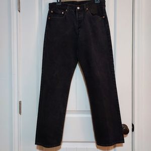 Levi 501 men's jeans black size W 33 L 30 buttonfly preowned very good condition